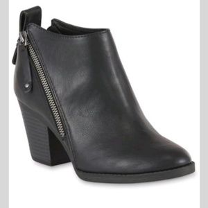 Route 66 Black Chelz Zipper Stacked Heel Booties
